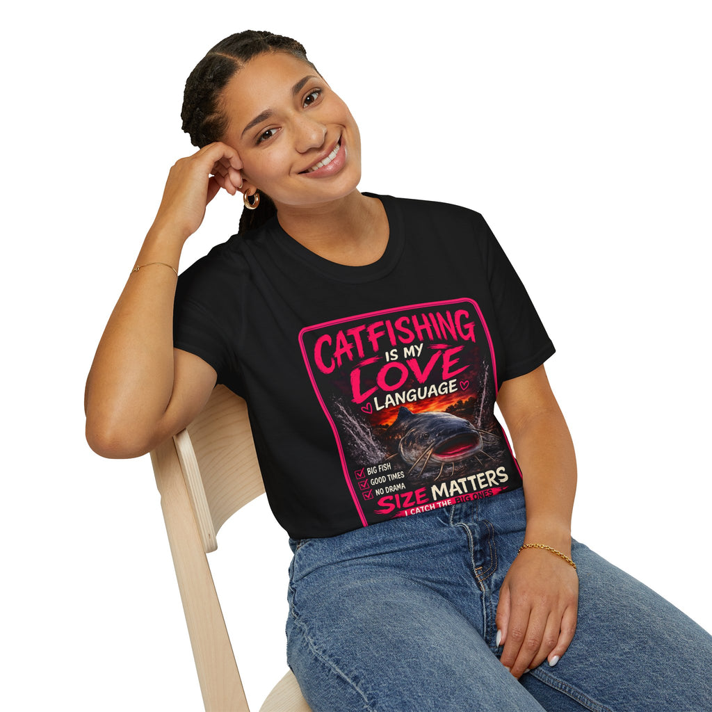 Catfishing Is My Love Language T-Shirt — Funny Fishing Graphic Tee for Anglers